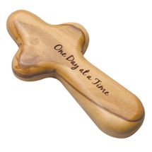 Alternate Image 2 for Personalized Olive Wood Comfort Cross