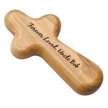 Alternate Image 4 for Personalized Olive Wood Comfort Cross