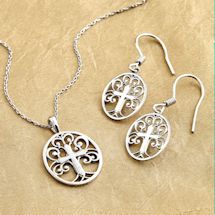 Alternate Image 1 for Tree of Life Cross Necklace