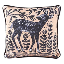 Woodblock Woodland Animals Pillow - Deer (12' square) 