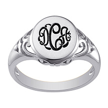 Alternate image for Sterling Silver Monogram Oval Signet Ring