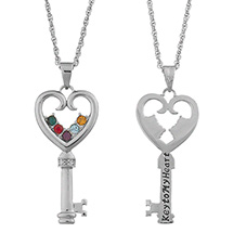 Alternate image for Personalized Key to My Heart Family Birthstone Necklace