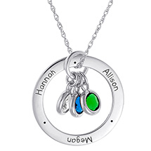 Alternate image for Personalized Sterling Silver Family Name with Birthstones Necklace