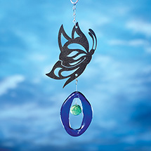 Alternate image for Butterfly & Recycled Wine Glass Chime