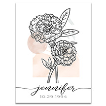 Alternate image for Personalized Birth Month Flower Wall art - Black Mount Print