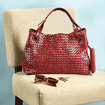Alternate Image 2 for Cybil Woven Leather Handbag