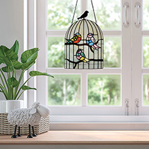 Alternate Image 1 for Birdcage Stained Glass Panel