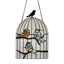 Alternate Image 2 for Birdcage Stained Glass Panel