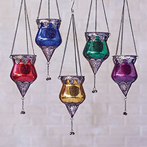 Alternate Image 1 for Mercury Glass Hanging Tealights
