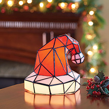 Alternate Image 1 for Santa Hat Stained Glass Accent Lamp