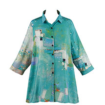 Alternate Image 1 for Abstract Art Button-Front Tunic