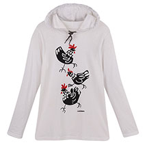 Product Image for Marushka Trio of Chickens Hooded Tee