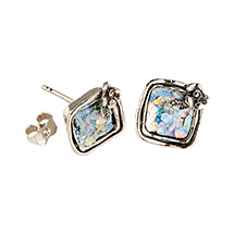 Product Image for Sterling Silver Framed Roman Glass Earrings
