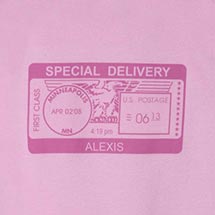 Alternate Image 1 for Personalized 'Special Delivery' Postmark One-Piece Bodysuit - Pink