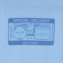 Alternate Image 1 for Personalized 'Special Delivery' Postmark One-Piece Bodysuit - Blue