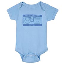 Alternate image for Personalized 'Special Delivery' Postmark One-Piece Bodysuit - Blue