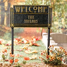 Product Image for Wall Mount Personalized Arts And Crafts Welcome Plaque - Black & Gold 2 Line