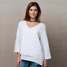 Alternate image for Easy Fit Double Layer Garment Dyed Linen Tunic Top