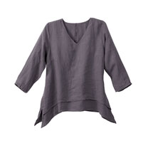 Alternate Image 5 for Easy Fit Double Layer Garment Dyed Linen Tunic Top