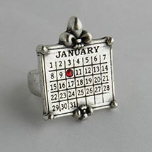 Alternate Image 1 for Personalized Calendar Fleur De Lis Adjustable Ring