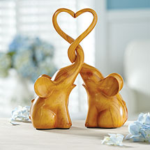 Alternate Image 1 for Two Elephants Forming Heart Sculpture