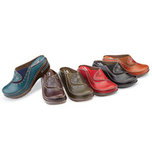 Spring Footwear Open-Back Hand-Painted Leather Clogs