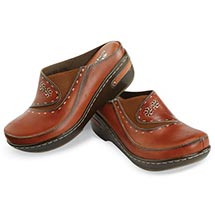 Alternate image for Open-Back Hand-Painted Leather  Clogs