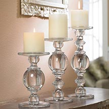 Product Image for Glass Baluster Candlesticks - Set Of 3