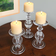 Alternate Image 1 for Glass Baluster Candlesticks - Set Of 3