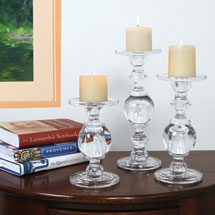 Alternate Image 2 for Glass Baluster Candlesticks - Set Of 3