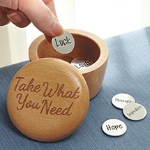 Take What You Need Wooden Box and Inspirational Coins