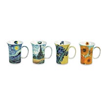 Product Image for Bone China Van Gogh Mugs Set of 4 in Vibrant Colors