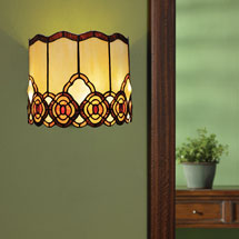 Alternate image Battery Operated Wall Sconce in Tiffany Style - Art Glass Touch of Elegance