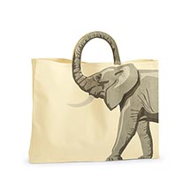 Trunk Handle Elephant Tote Bag in Natural Cotton Canvas