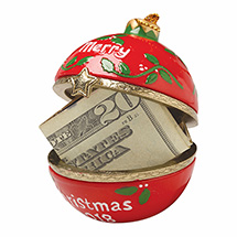 Alternate Image 1 for Porcelain Surprise Ornament - Merry Christmas Round