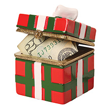 Alternate image for Porcelain Surprise Ornament - Plaid Gift Box