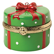 Product Image for Porcelain Surprise Ornament - Green Round Gift Box