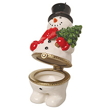Alternate Image 2 for Porcelain Surprise Ornament - Snowman with Tree