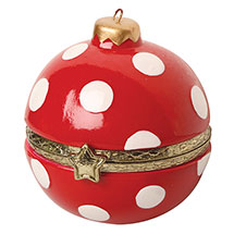 Product Image for Porcelain Surprise Ornament - White Dots on Red Sphere