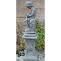 Alternate Image 1 for The Little Scholar Garden Sculpture and Pedestal