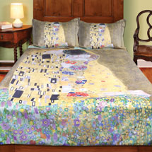 Alternate image for Klimt The Kiss Painting Duvet Cover  (Full/Queen) and Set of 2 Shams Bedding Set