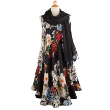 Alternate image Peonies Trapeze Dress and Coordinating Scarf