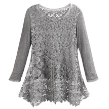 Alternate image Women's Long Sleeved Gray Tunic Top - Plus Sizes Available