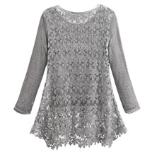 Alternate image Women's Long Sleeved Gray Tunic Top - Plus Sizes Available