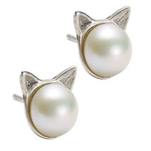 Alternate image Pearl Cat Earrings