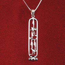 Alternate image for Personalized Egyptian Cartouche Pendant & Chain Jewelry in Sterling Silver