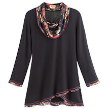 Alternate image Floral Cowl-Neck Crossover Tunic
