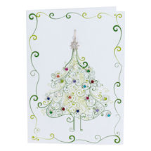 Alternate image Christmas Tree Crystal and Pearl Earrings & Pendant Card