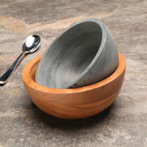 Alternate Image 1 for Soapstone and Wood Ice Cream Bowl