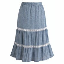 Alternate image Blue And White Stripe Boho Skirt